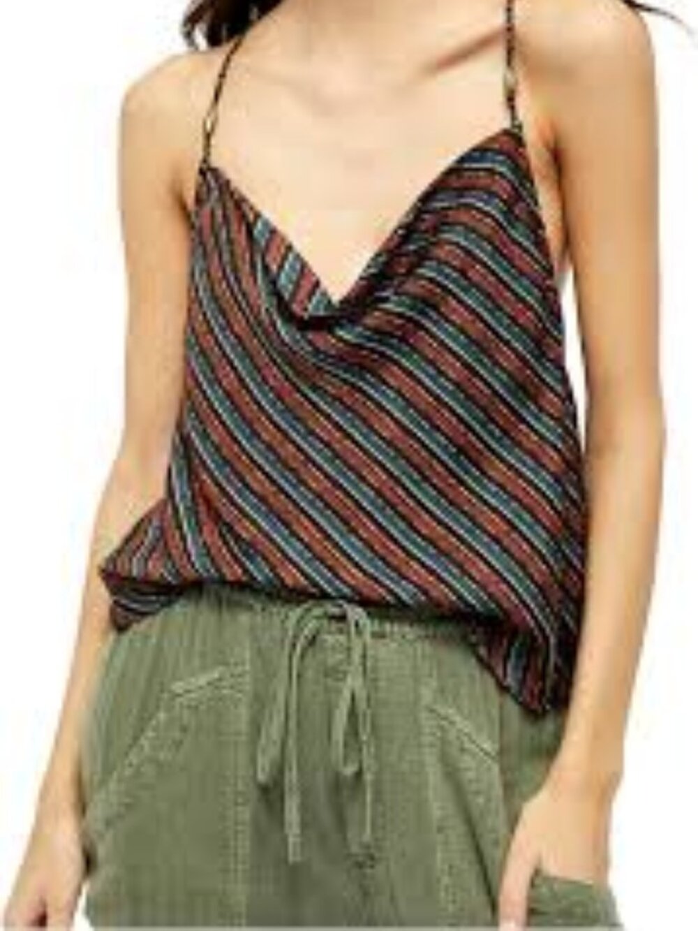 Free People Satin Like Cowl Neck Halter Top